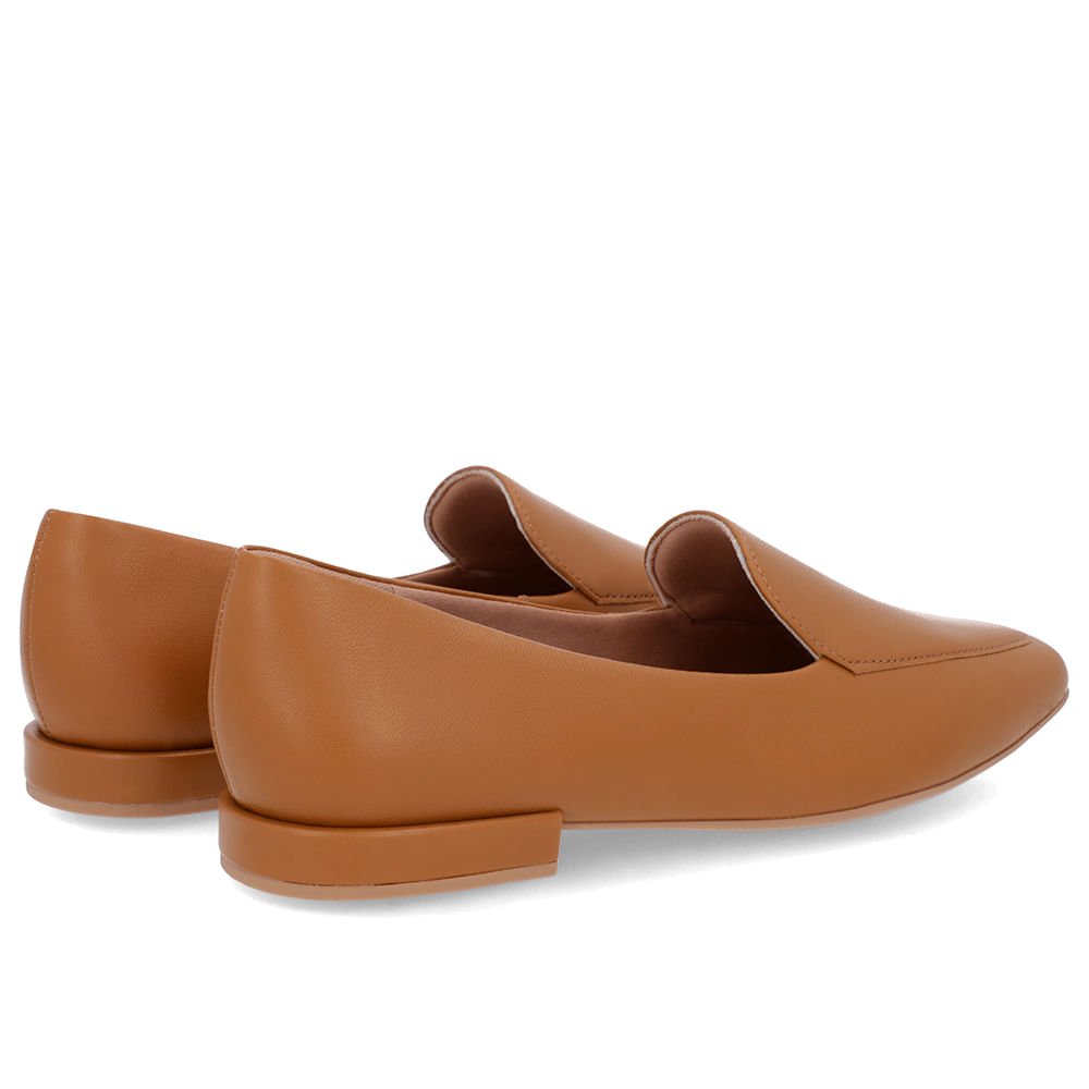 Loafer Marrom Liso Básico Couro Marrom 3