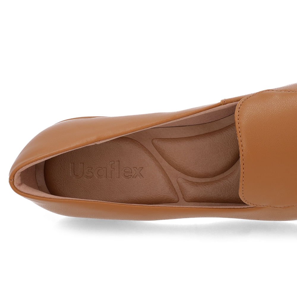 Loafer Marrom Liso Básico Couro Marrom 5