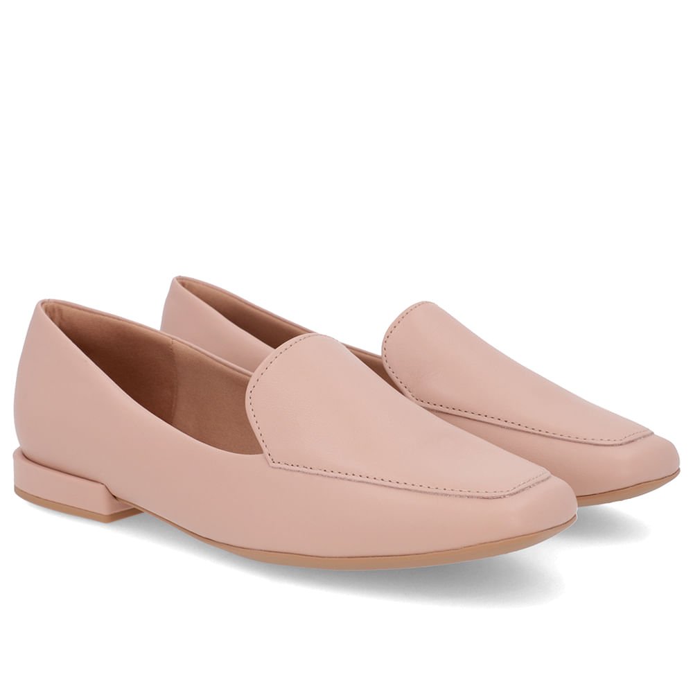 Loafer Rosa Liso Básico Couro Rosa 2