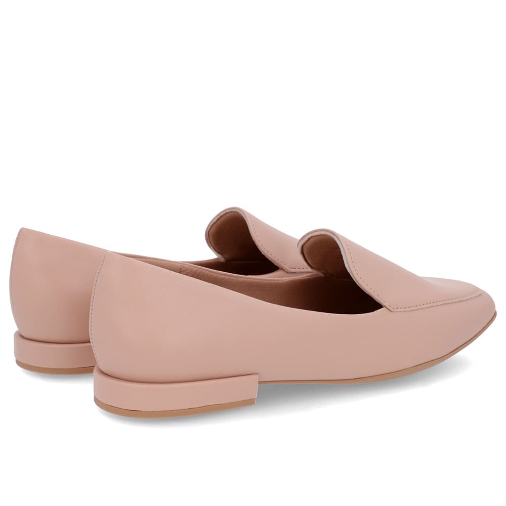 Loafer Rosa Liso Básico Couro Rosa 3