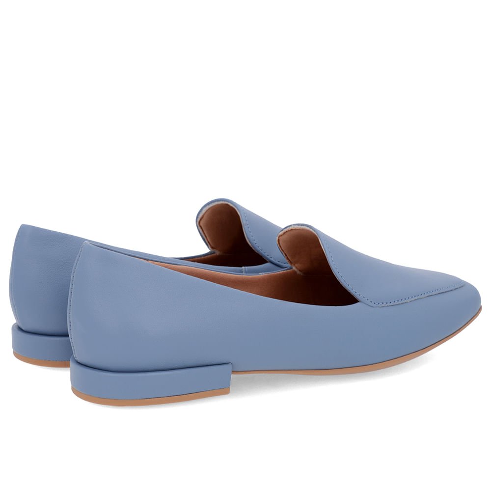 Loafer Azul Liso Básico Couro Azul 3