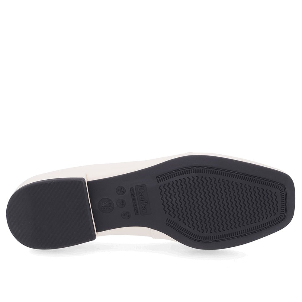 Loafer Off-White Couro Básico Enfeite Escovado Branco 5