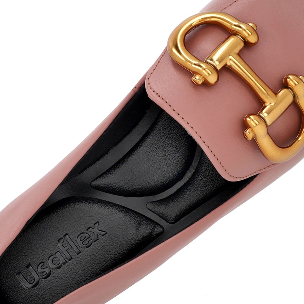 Loafer Rosa Vintage Couro Básico Enfeite Escovado Rosa 5