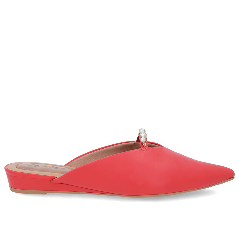 Mule Vermelho Bico Fino Couro Salto Anabela Vermelho 1