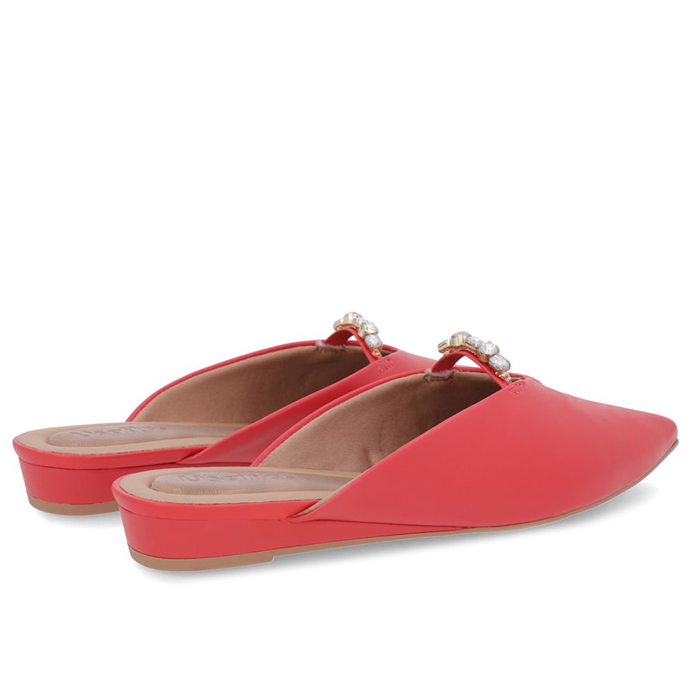 Mule Vermelho Bico Fino Couro Salto Anabela Vermelho 4