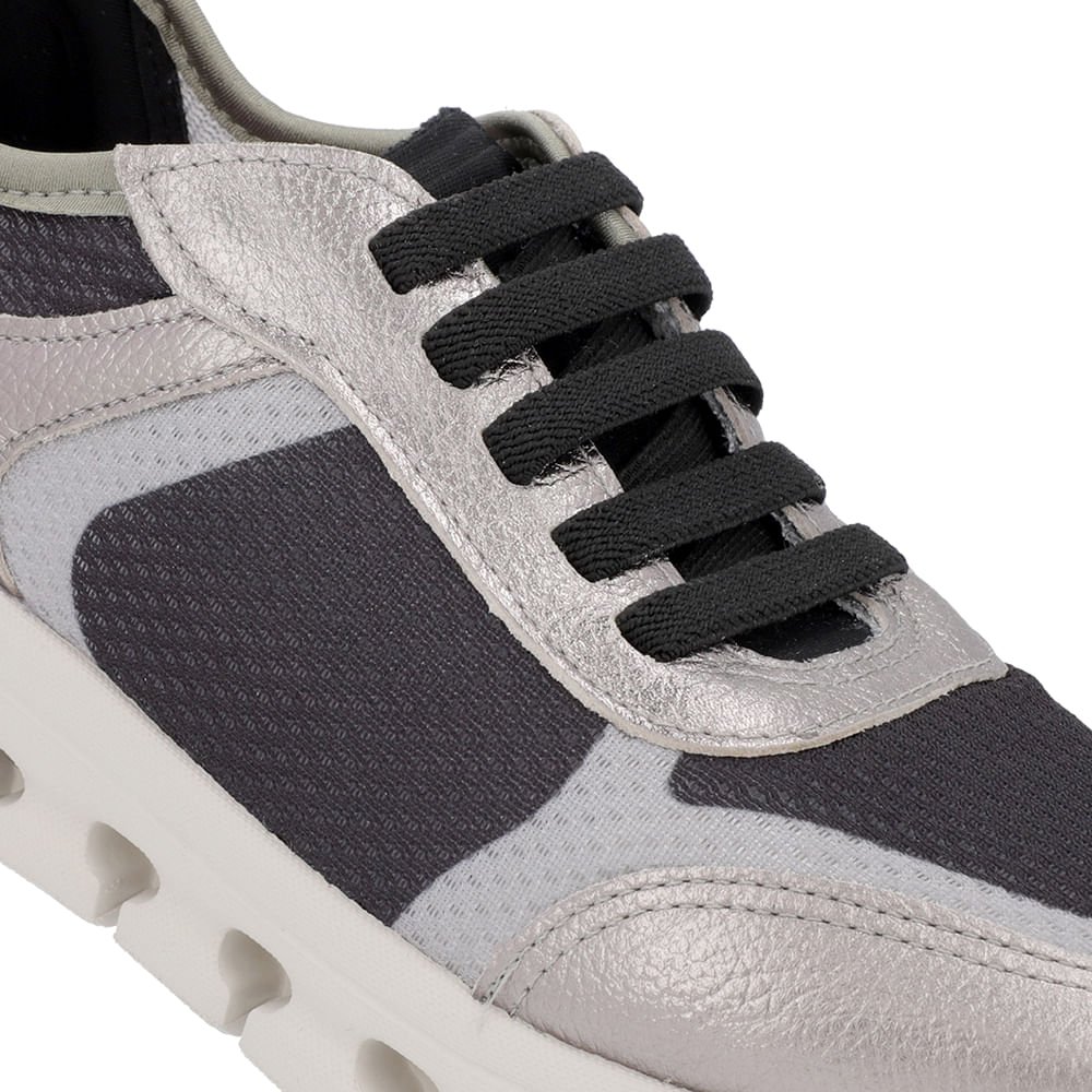 Tênis Básico Cinza Aço Couro Tecido Cinza 5