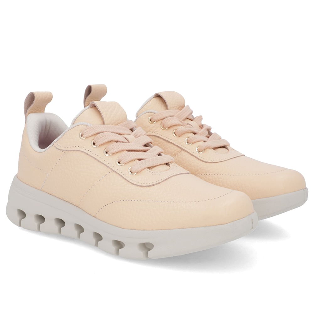 Tênis Casual Rosa Couro Costura Rosa 2