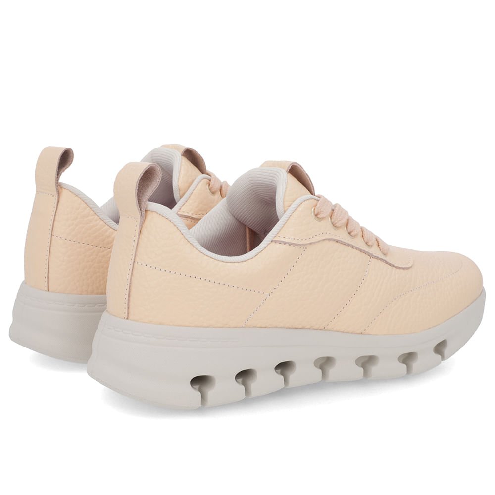 Tênis Casual Rosa Couro Costura Rosa 4