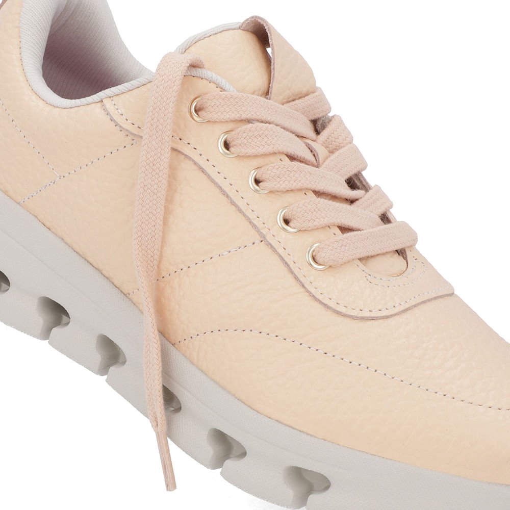 Tênis Casual Rosa Couro Costura Rosa 5