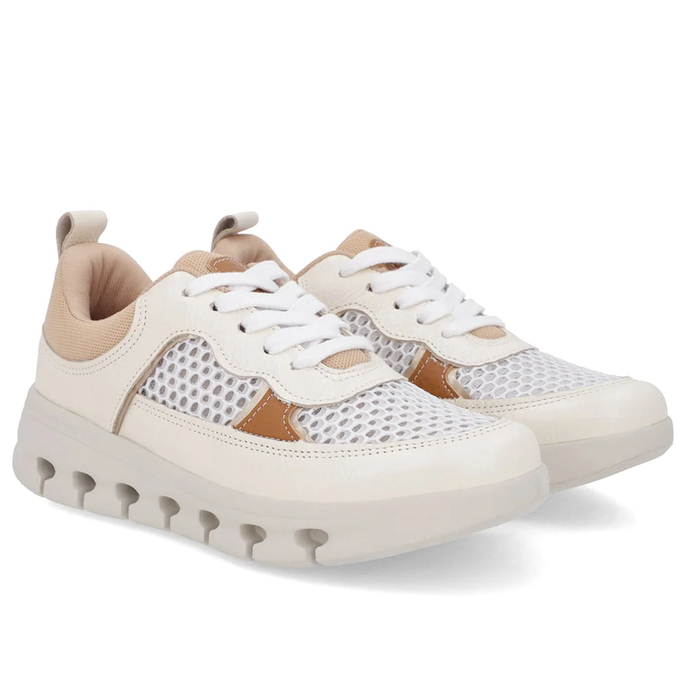 Tênis Casual Off-White Couro Detalhe Tecido Branco 2