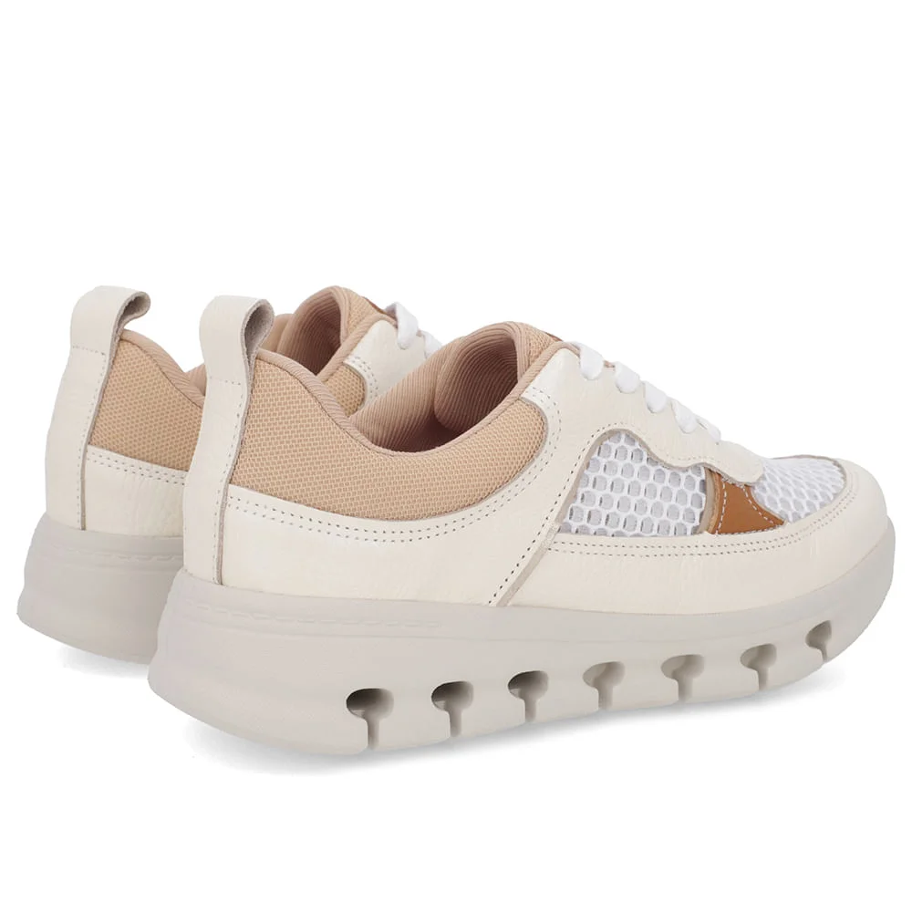 Tênis Casual Off-White Couro Detalhe Tecido Branco 4
