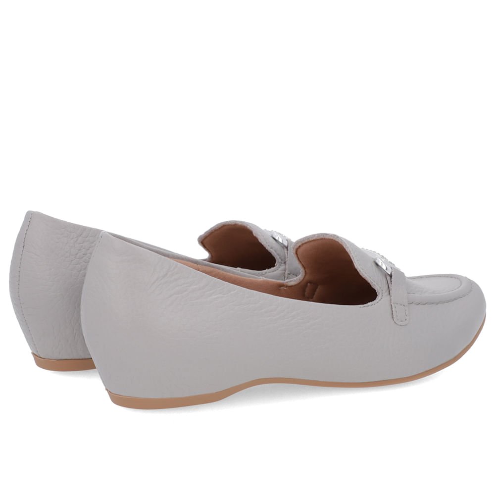 Loafer Cinza Couro Salto Embutido Cinza 4