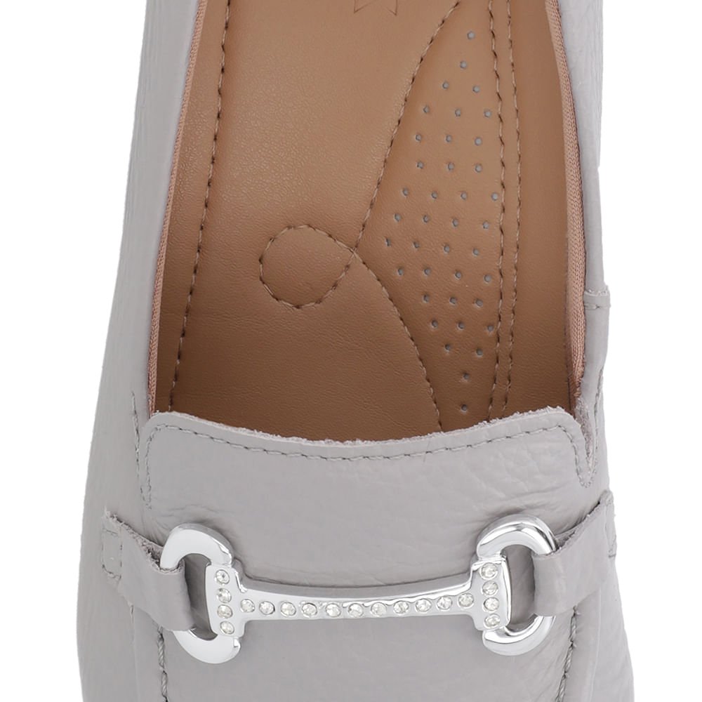 Loafer Cinza Couro Salto Embutido Cinza 5