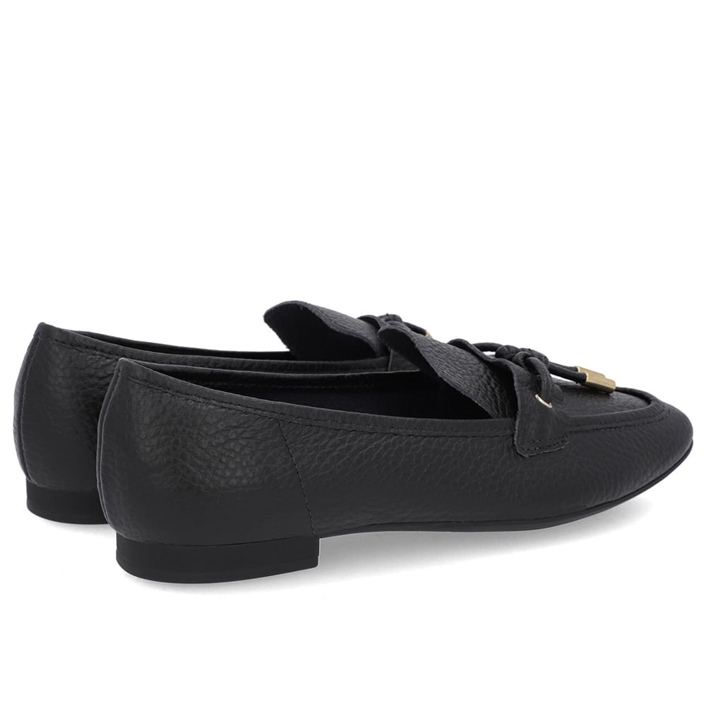 Loafer Preto Couro Salto Bloco Clássico Preto 3