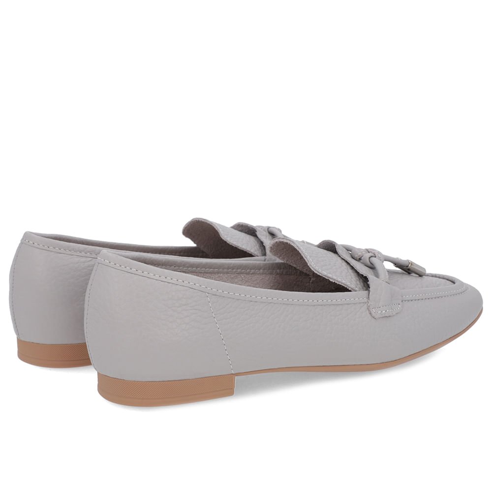 Loafer Cinza Couro Salto Bloco Clássico Cinza 4