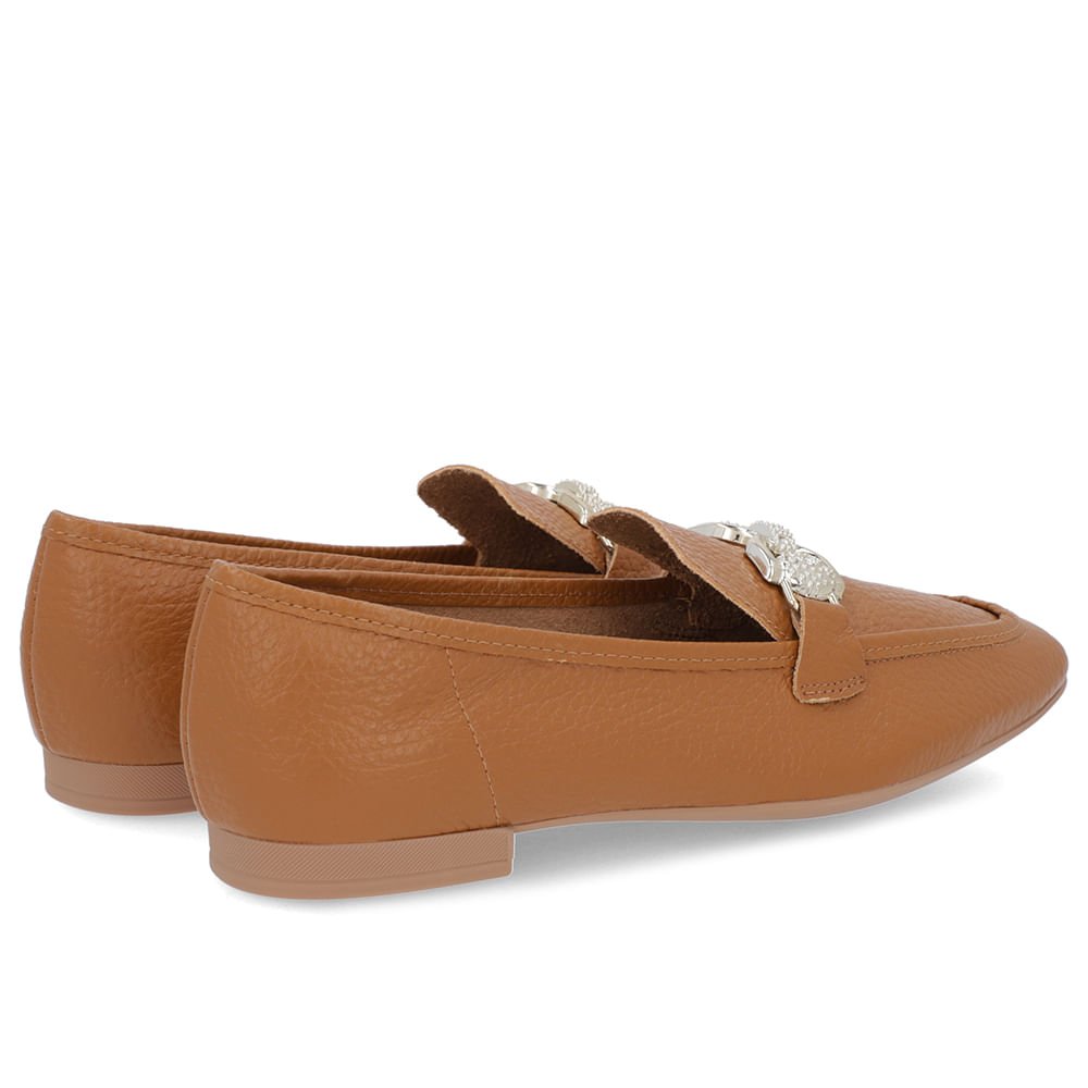 Loafer Marrom Couro Salto Bloco Clássico Bridão Marrom 3