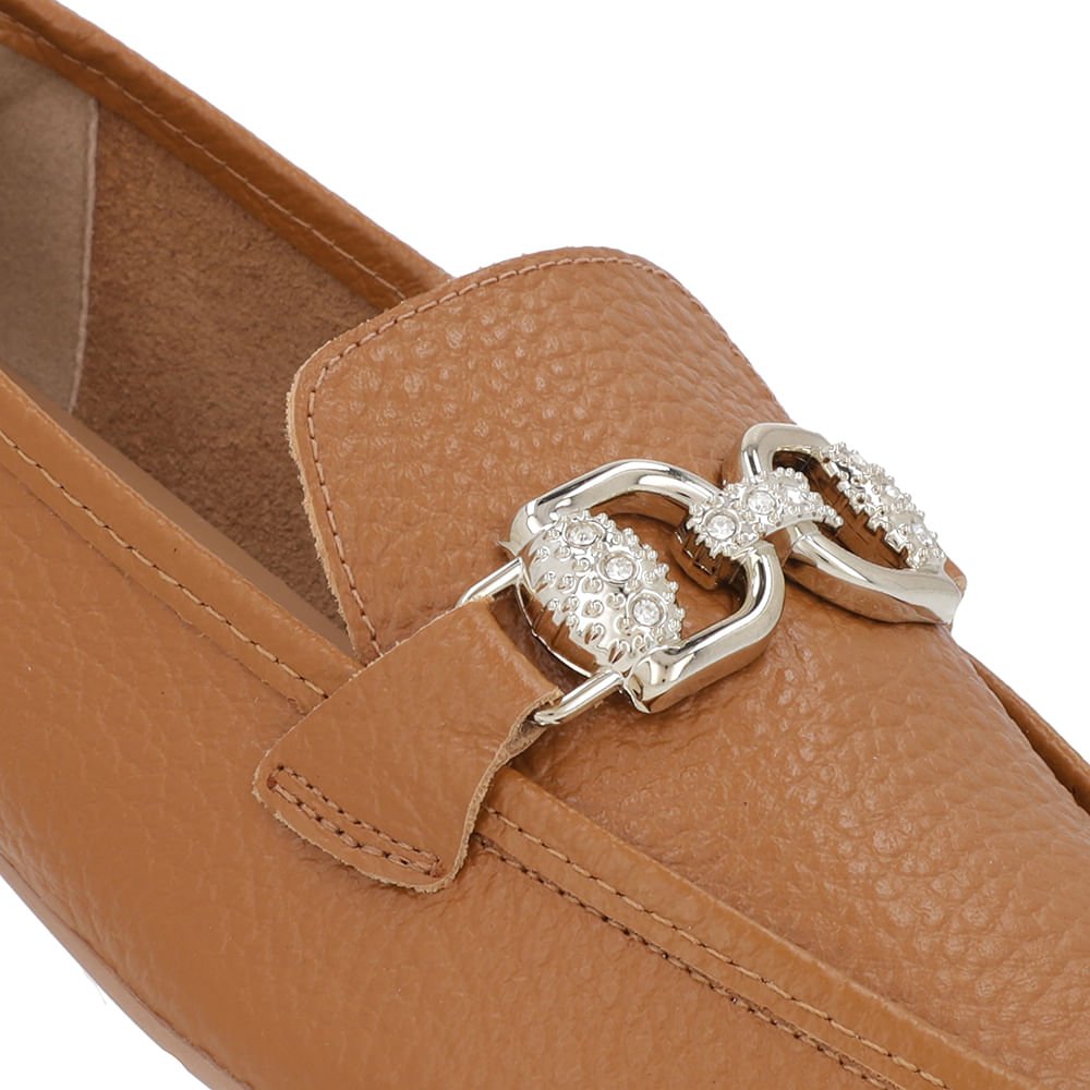 Loafer Marrom Couro Salto Bloco Clássico Bridão Marrom 5