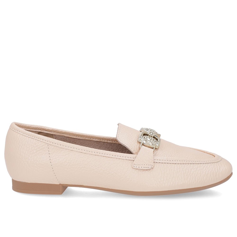 Loafer Laranja Perolado Couro Salto Bloco Clássico Bridão