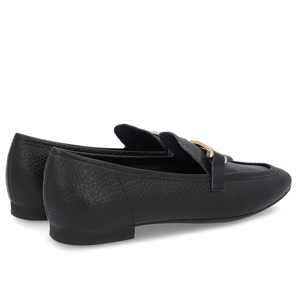 Loafer Preto Couro Strass Preto 3