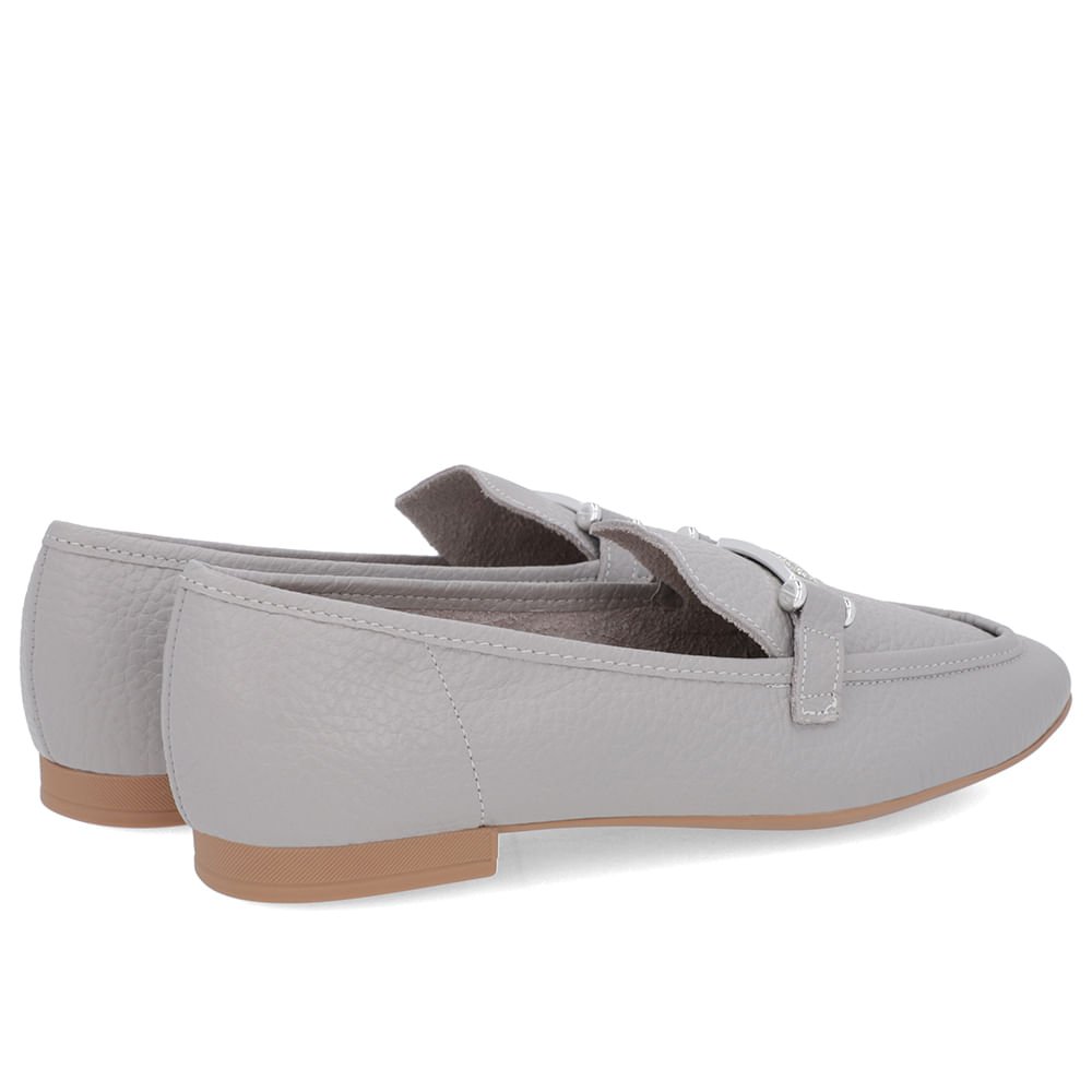 Loafer Cinza Couro Strass Cinza 4