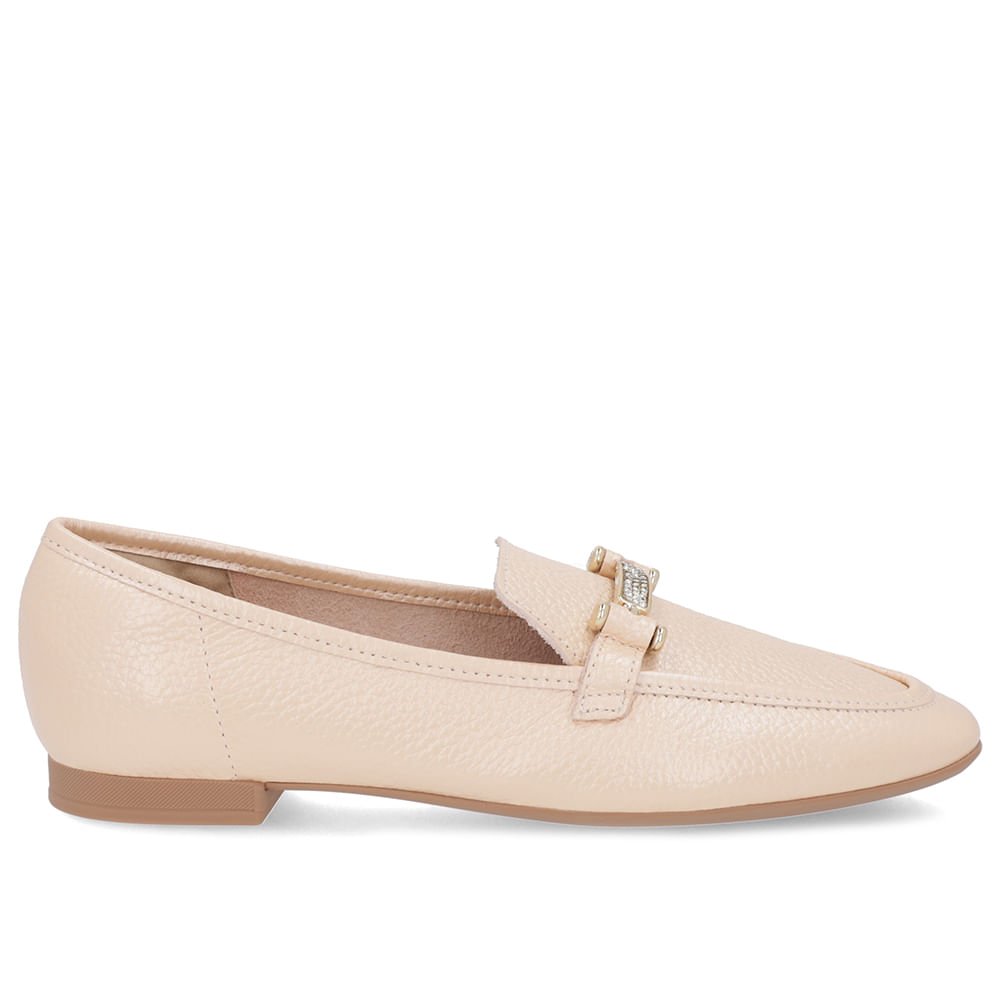 Loafer Rosa Perolado Couro Strass