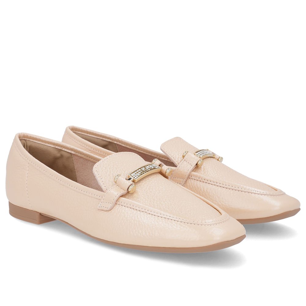 Loafer Rosa Perolado Couro Strass Rosa 2