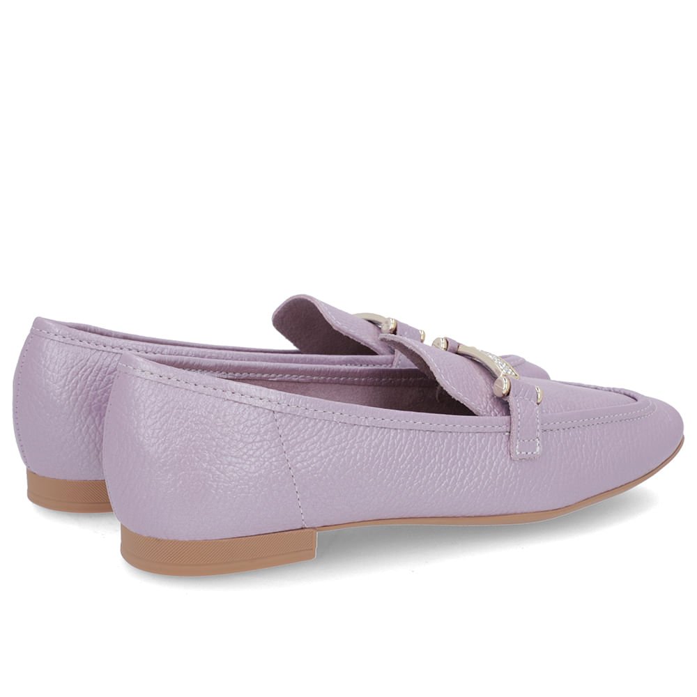 Loafer Lilás Perolado Couro Strass Roxo 3