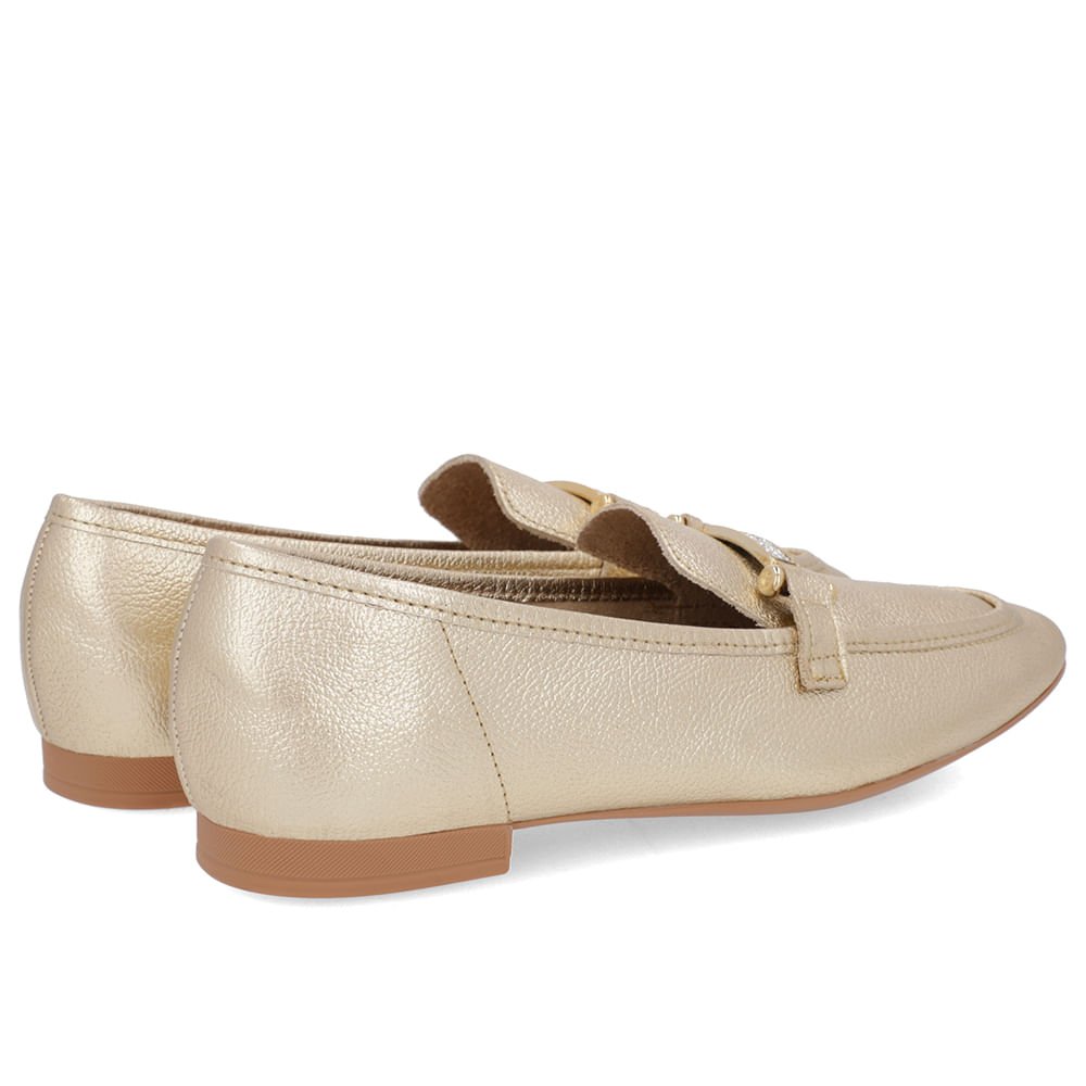 Loafer Dourado Couro Strass Dourado 3