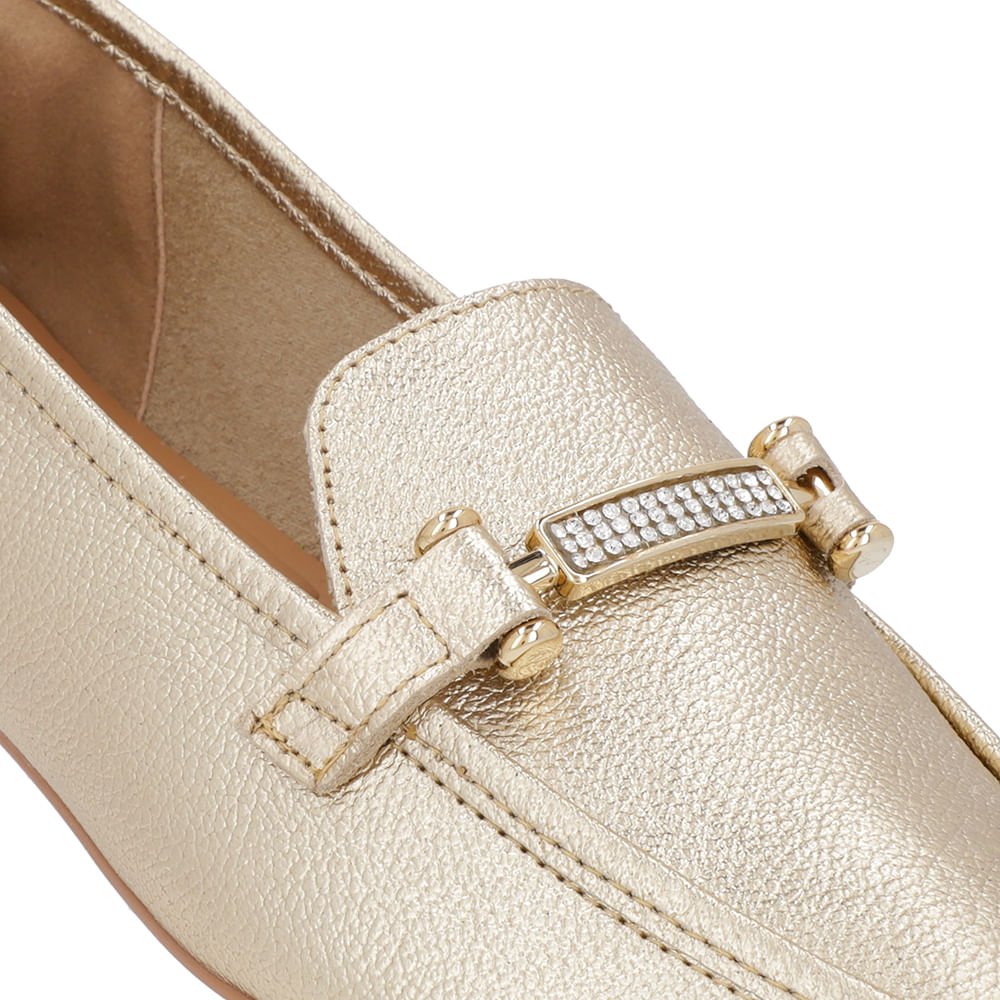 Loafer Dourado Couro Strass Dourado 5