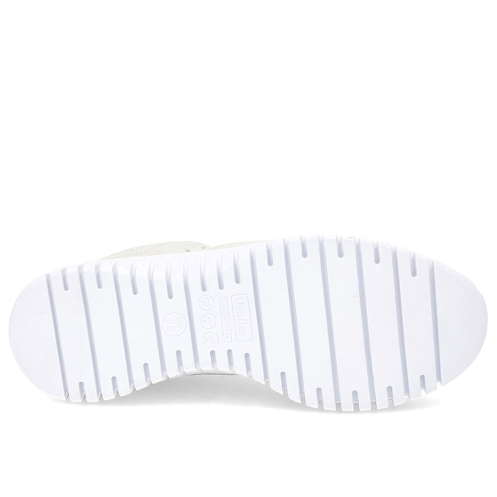 Tênis Casual Off-White Couro Enfeite Rebite Branco 5