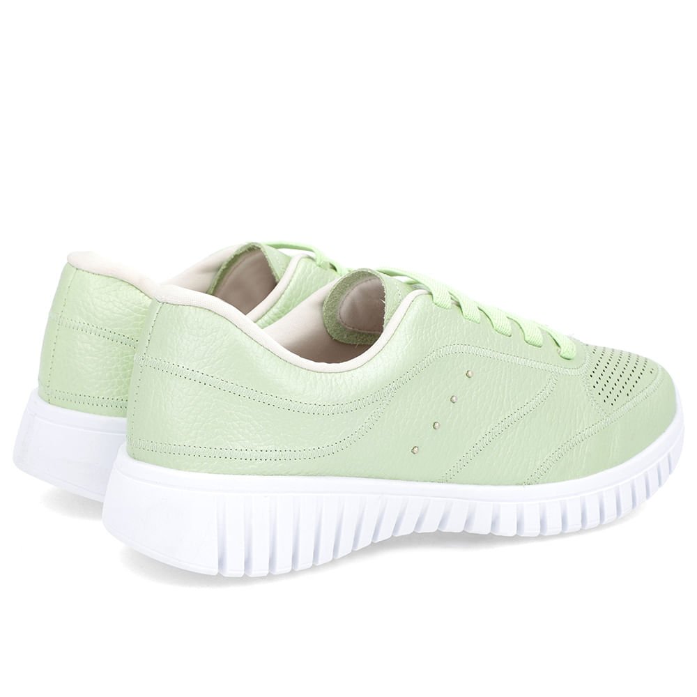 Tênis Casual Verde Perolado Couro Enfeite Rebite Verde 3
