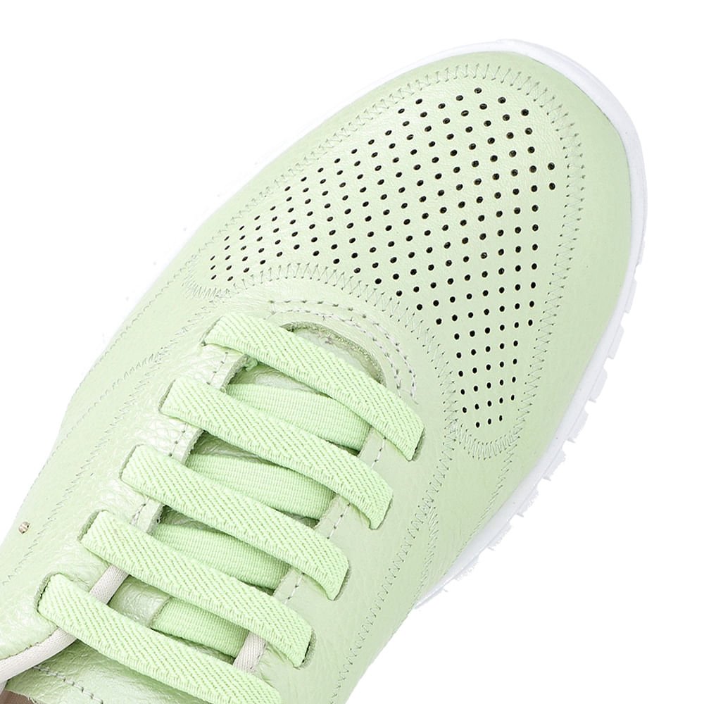 Tênis Casual Verde Perolado Couro Enfeite Rebite Verde 4