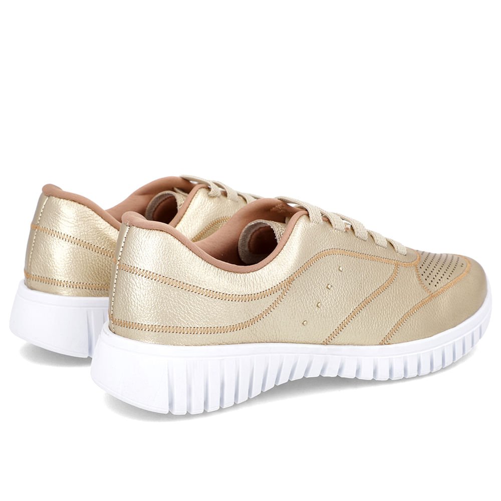 Tênis Casual Dourado Couro Enfeite Rebite Dourado 3