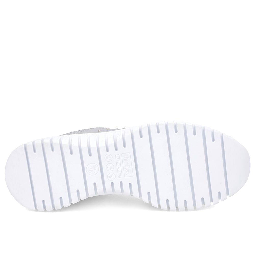 Tênis Casual Prata Couro Enfeite Rebite Prata 5