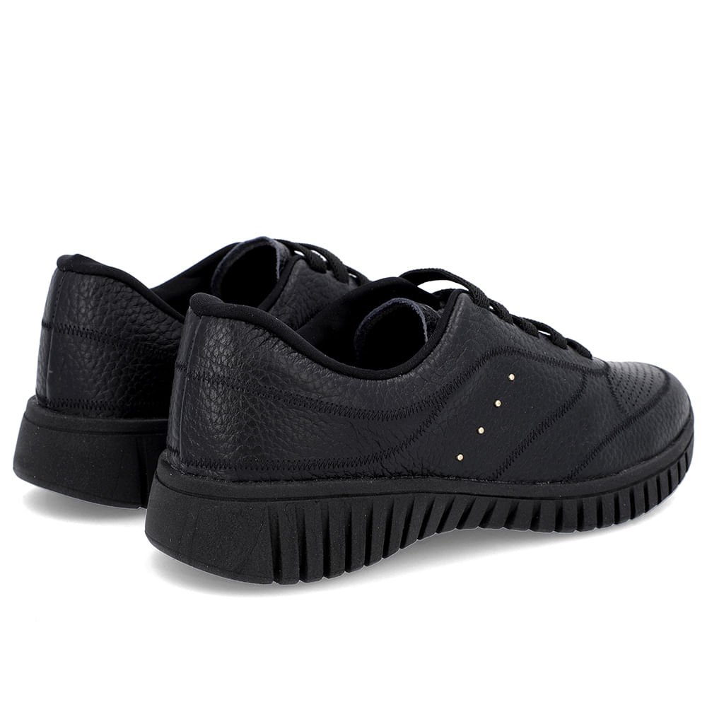 Tênis Casual Preto Couro Enfeite Rebite Preto 3
