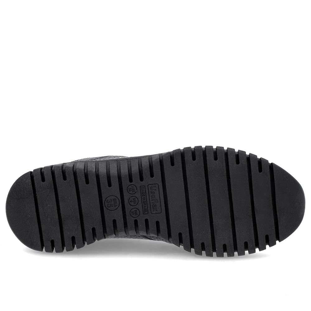 Tênis Casual Preto Couro Enfeite Rebite Preto 5
