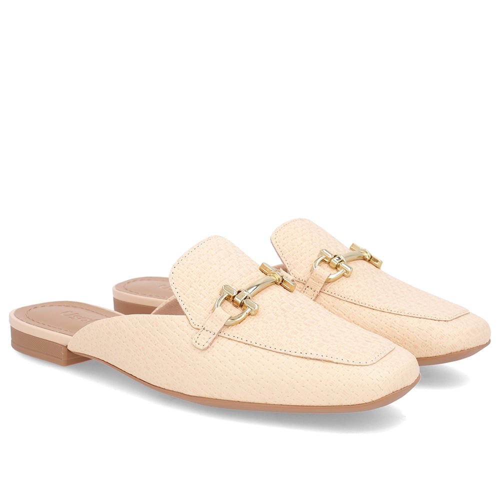 Mule Laranja Bico Quadrado Couro Salto Rasteiro Laranja 2