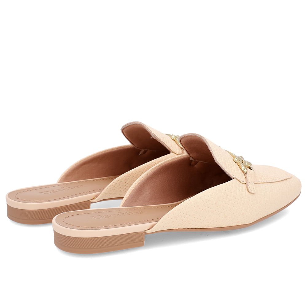 Mule Laranja Bico Quadrado Couro Salto Rasteiro Laranja 3