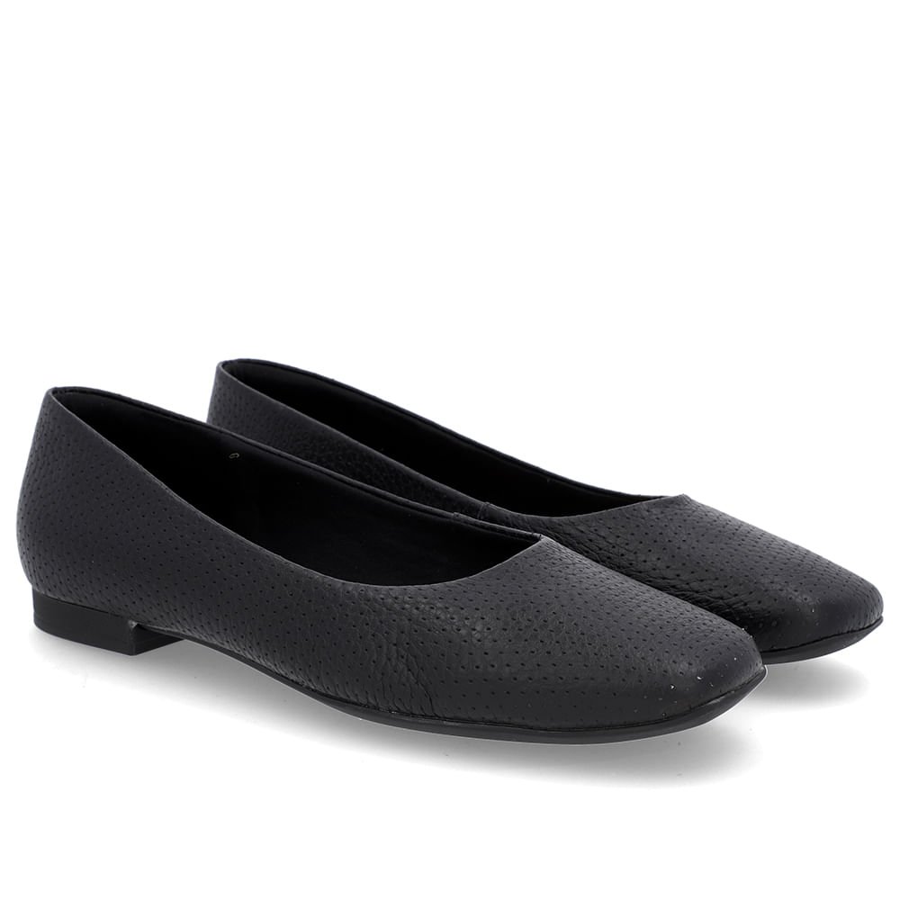 Sapatilha Preta Couro Básica Preto 2