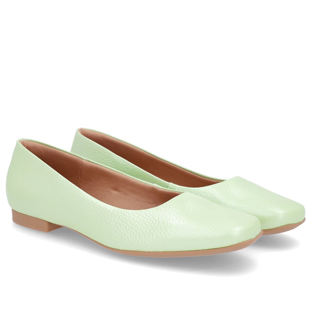 Sapatilha Verde Perolado Couro Básica Verde 2