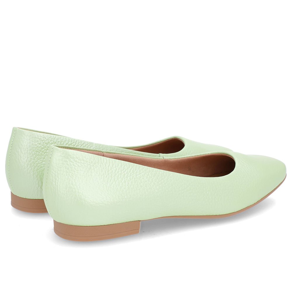 Sapatilha Verde Perolado Couro Básica Verde 3