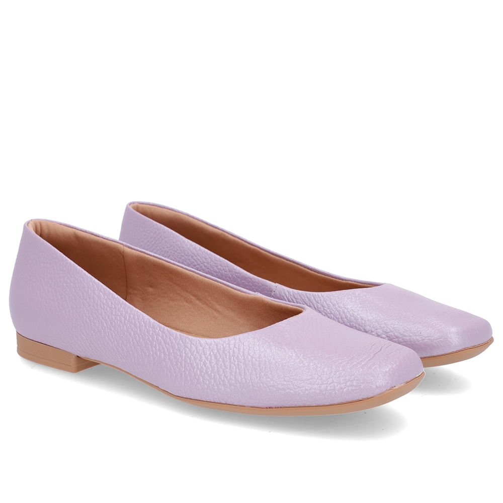 Sapatilha Lilás Perolado Couro Básica Roxo 2