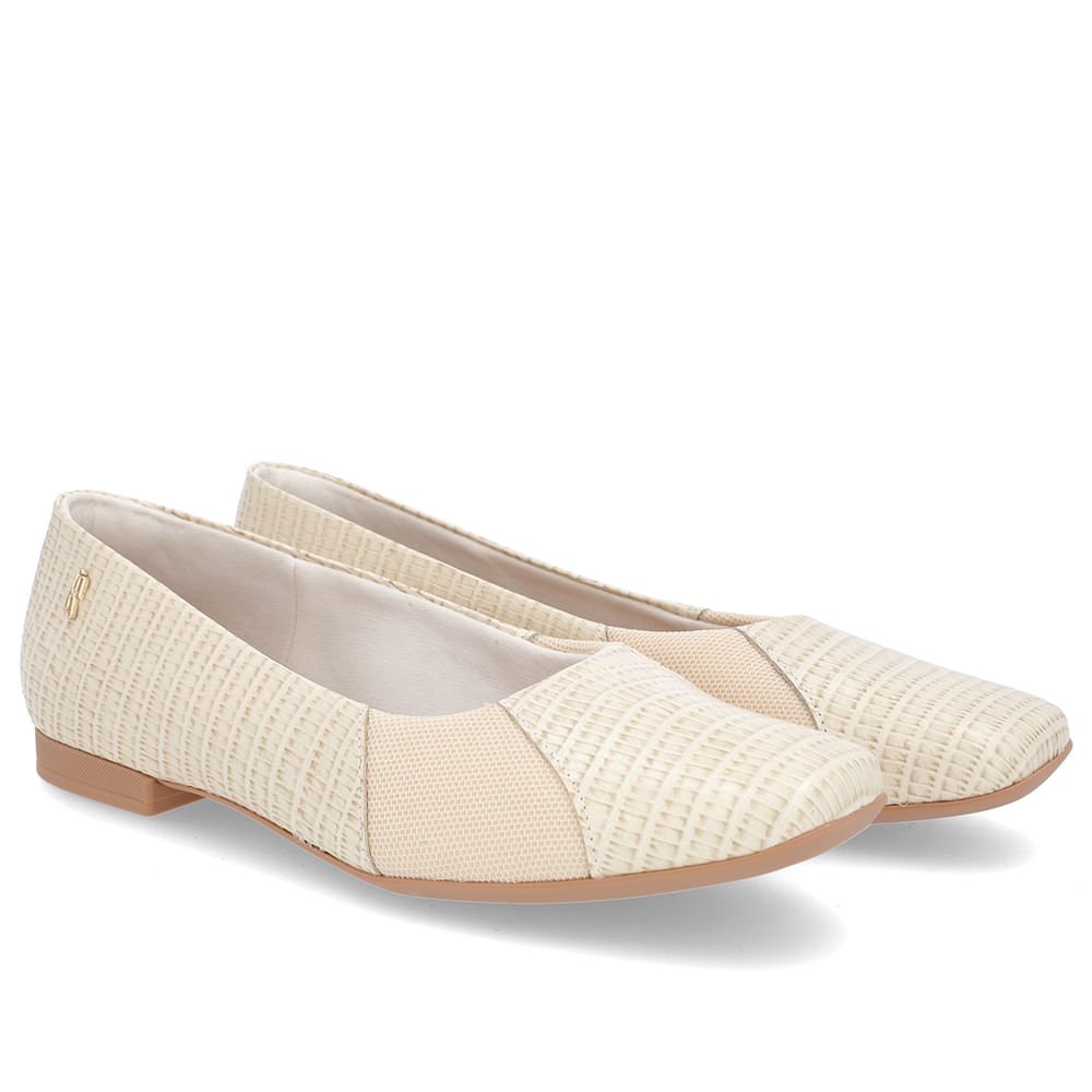 Sapatilha Couro Bege Salto Rasteiro Bege 2