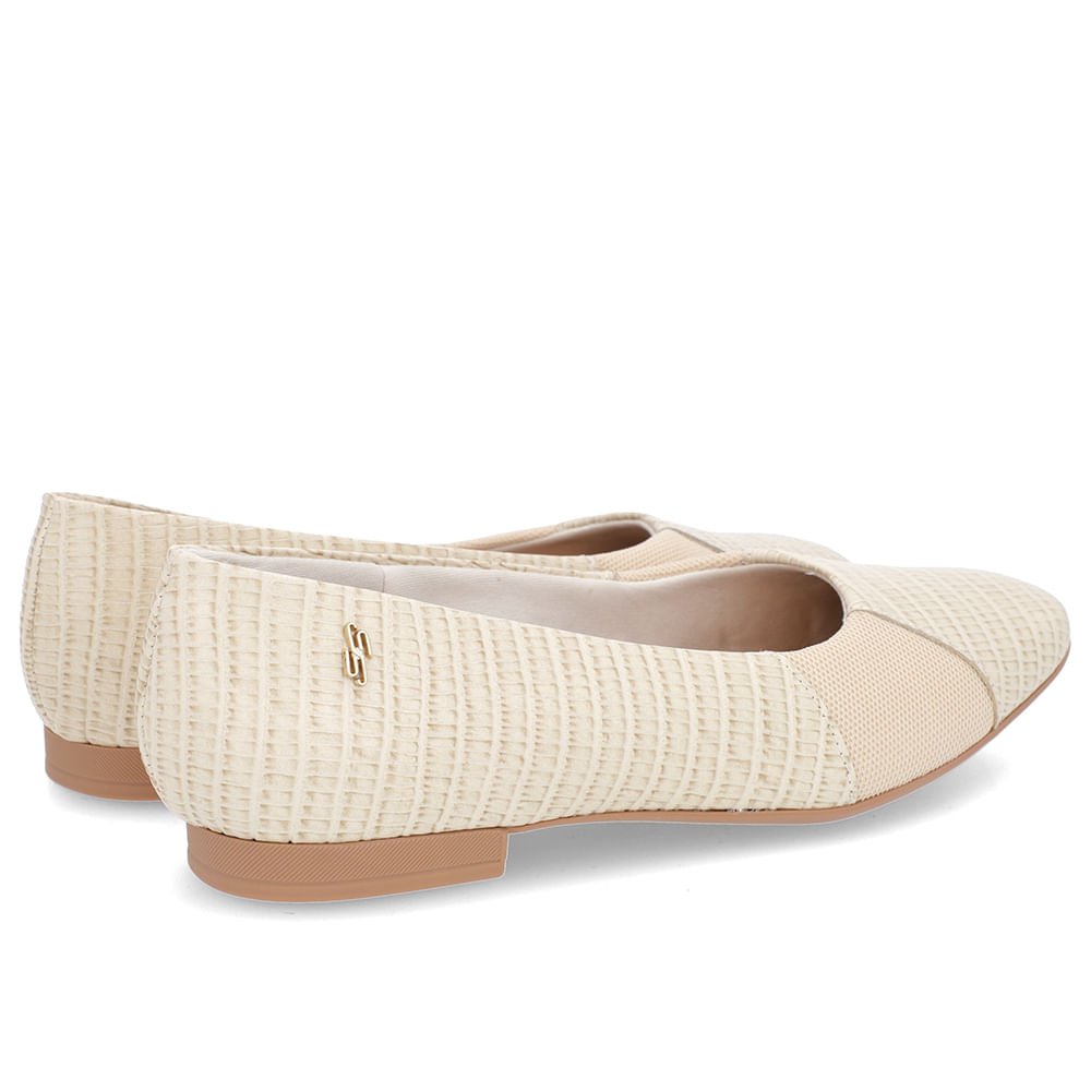 Sapatilha Couro Bege Salto Rasteiro Bege 3