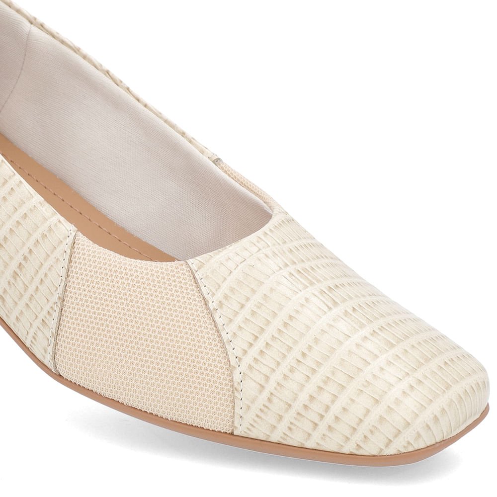 Sapatilha Couro Bege Salto Rasteiro Bege 4