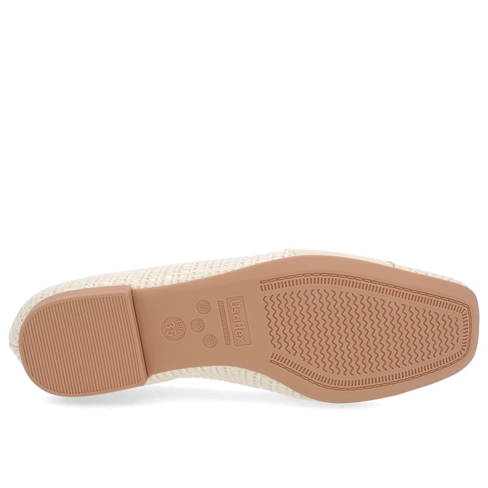 Sapatilha Couro Bege Salto Rasteiro Bege 5