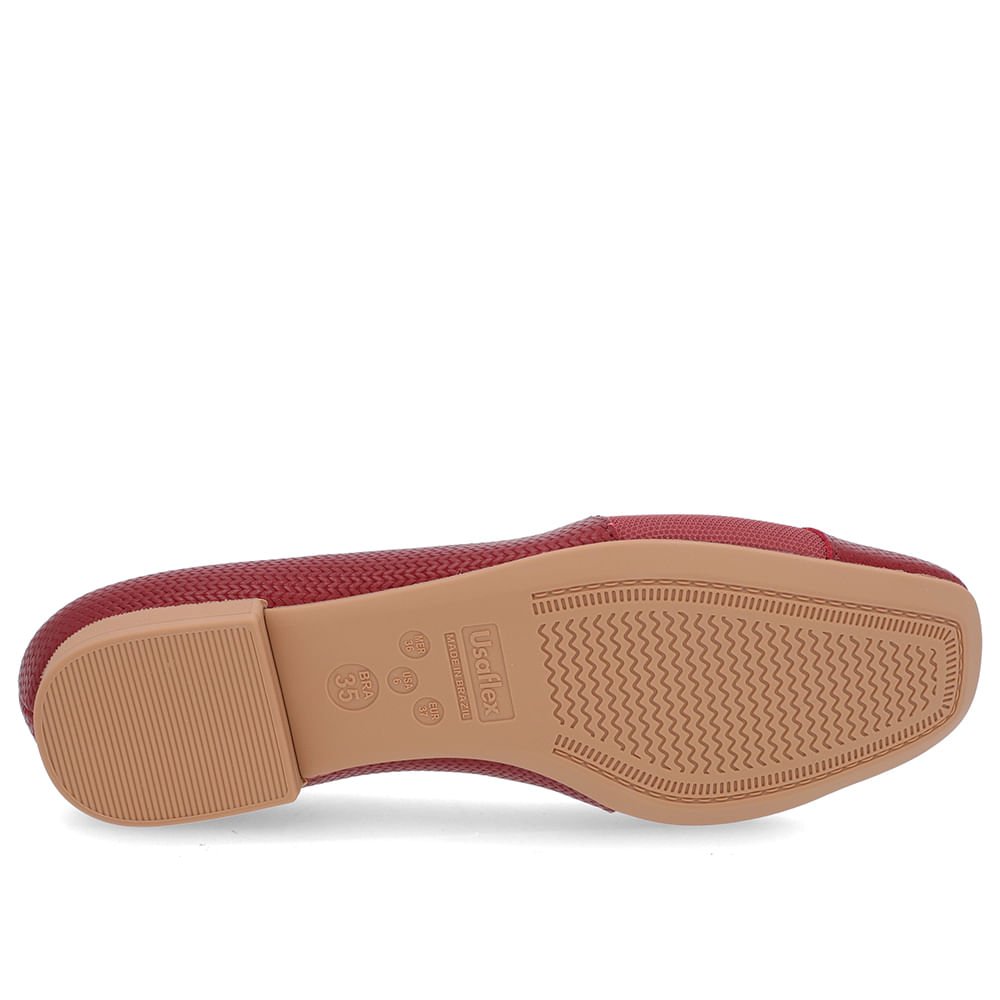 Sapatilha Couro Vermelha Salto Rasteiro Bordô 5