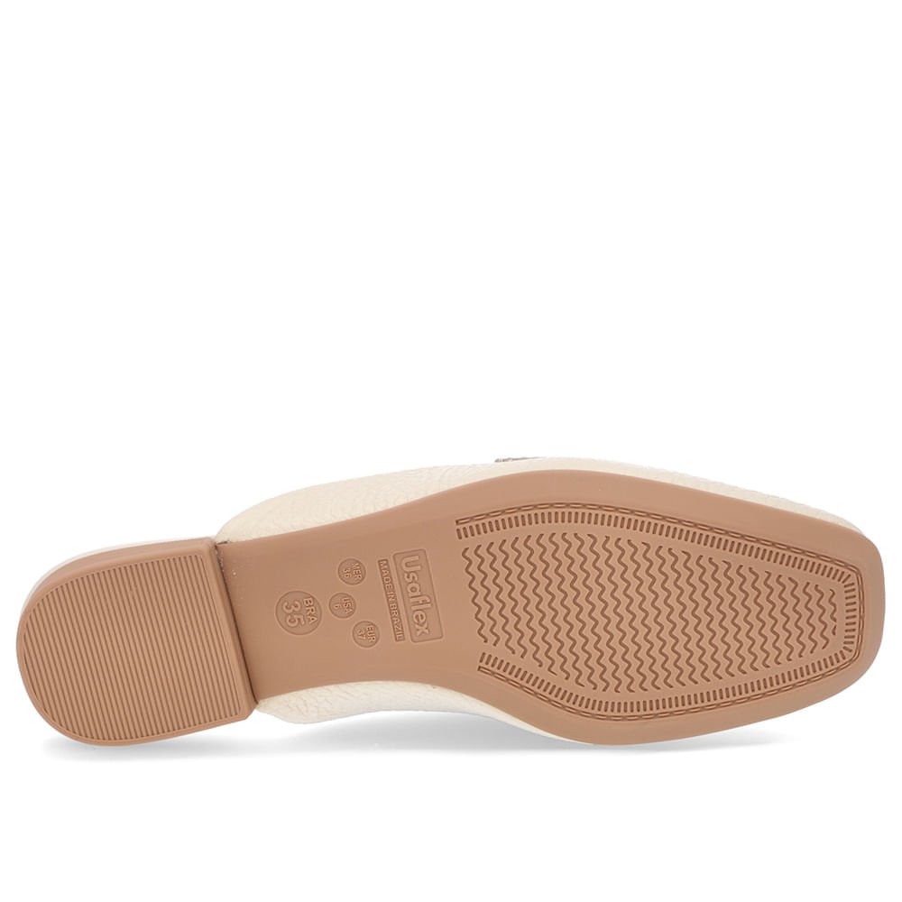 Mule Bege Couro Salto Rasteiro Bege 5