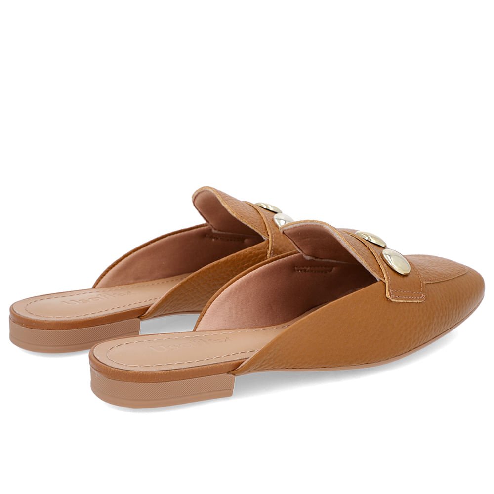 Mule Marrom Couro Salto Rasteiro Marrom 3