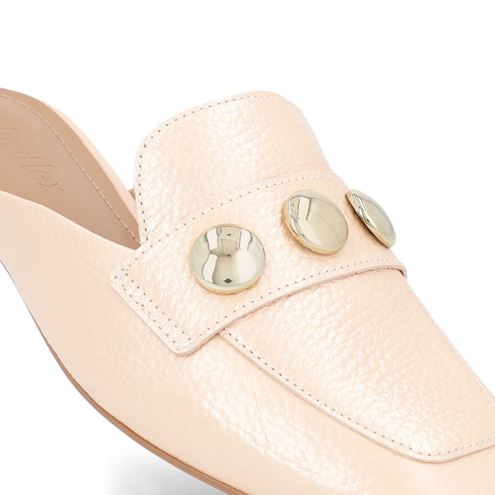 Mule Laranja Perolado Couro Salto Rasteiro Laranja 4